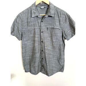 Mountain Warehouse Shirt Men's Medium Gray‎ 100% Cotton Short Sleeve Button Down